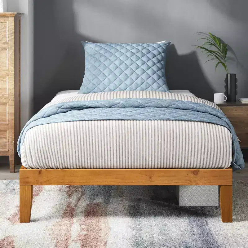 Struttura letto a piattaforma in legno naturale, senza testiera | Matrimoniale francese e Matrimoniale standard | 1 persona