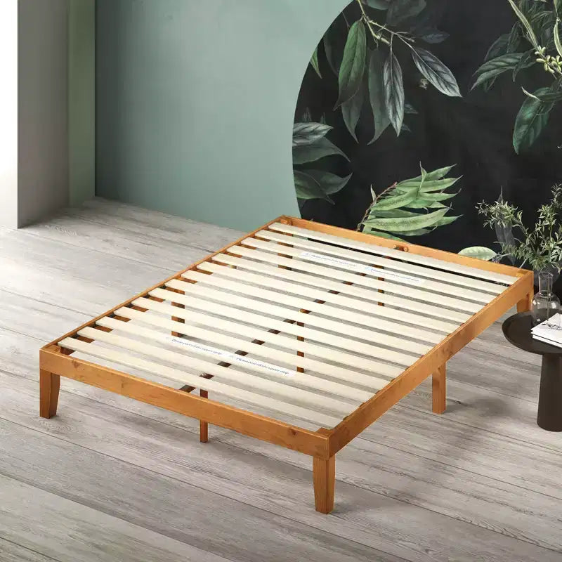 Struttura letto a piattaforma in legno naturale, senza testiera | Matrimoniale francese e Matrimoniale standard | 1 persona