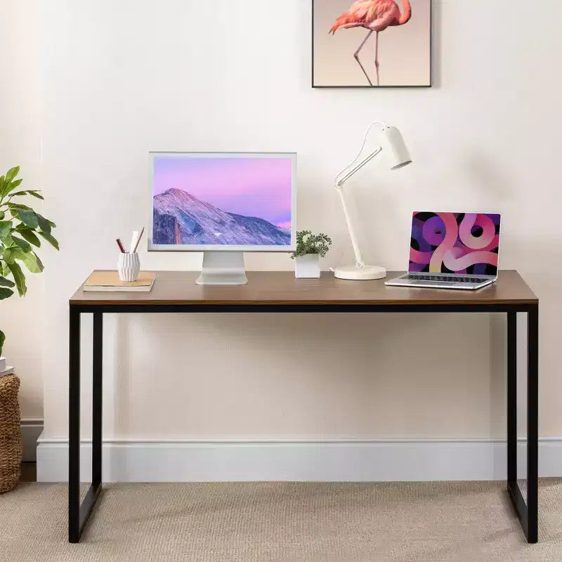Scrivania in metallo da 55" marrone/bianco – Singola