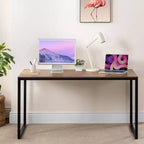 Escritorio con estructura de metal marrón/blanco de 55'' – individual
