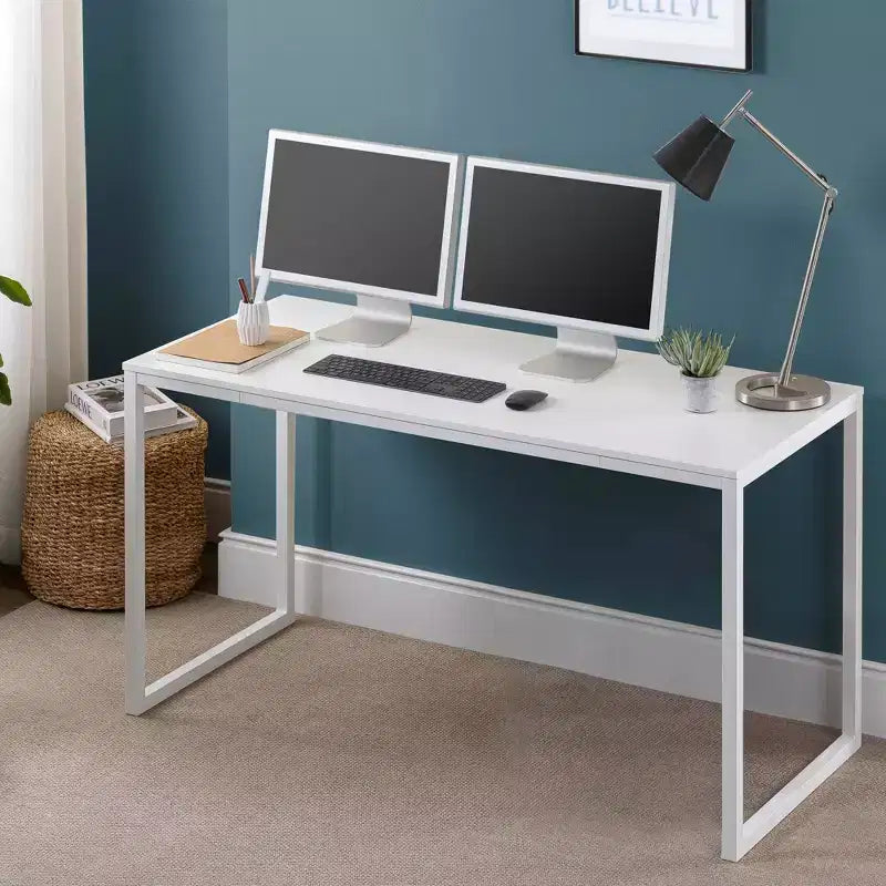 Scrivania in metallo da 55" marrone/bianco – Singola