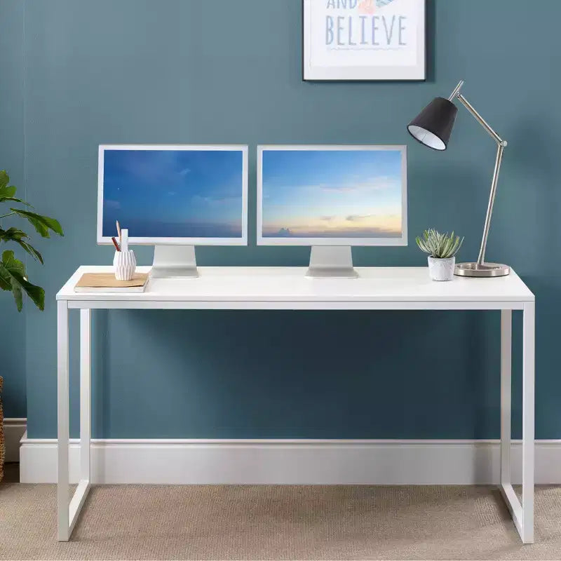 Scrivania in metallo da 55" marrone/bianco – Singola