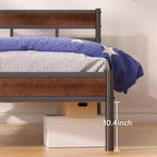 Brown Bamboo & Metal Platform Bed Frame – King, Single Sleeper