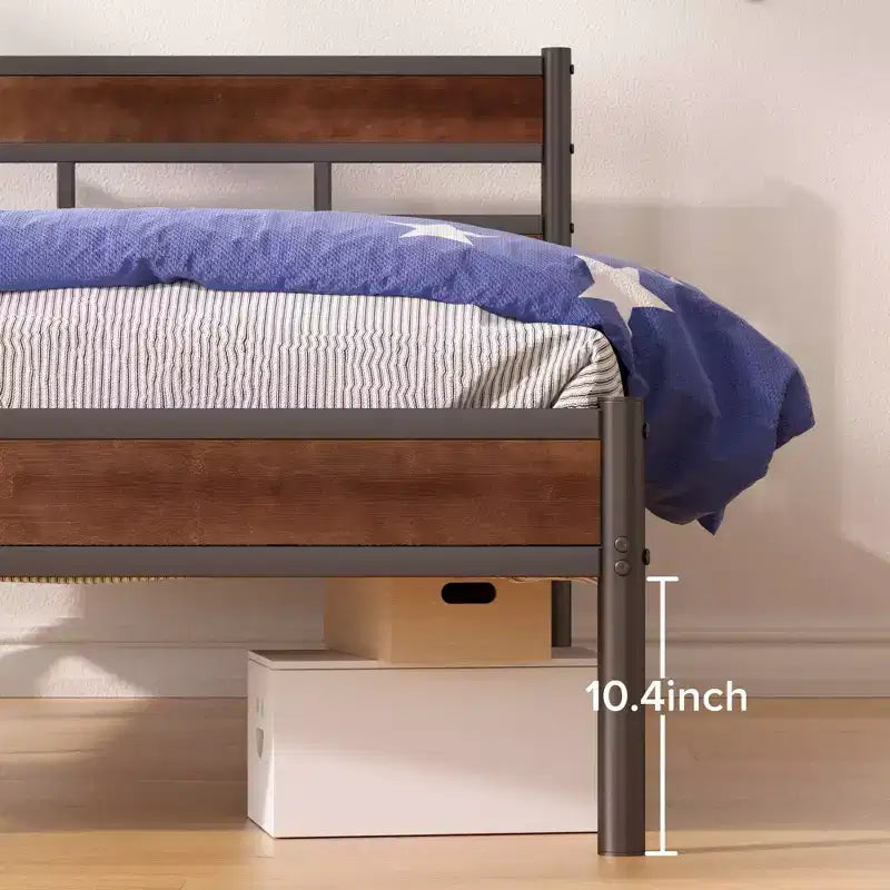 Struttura letto a piattaforma in bambù marrone e metallo – King, un posto letto