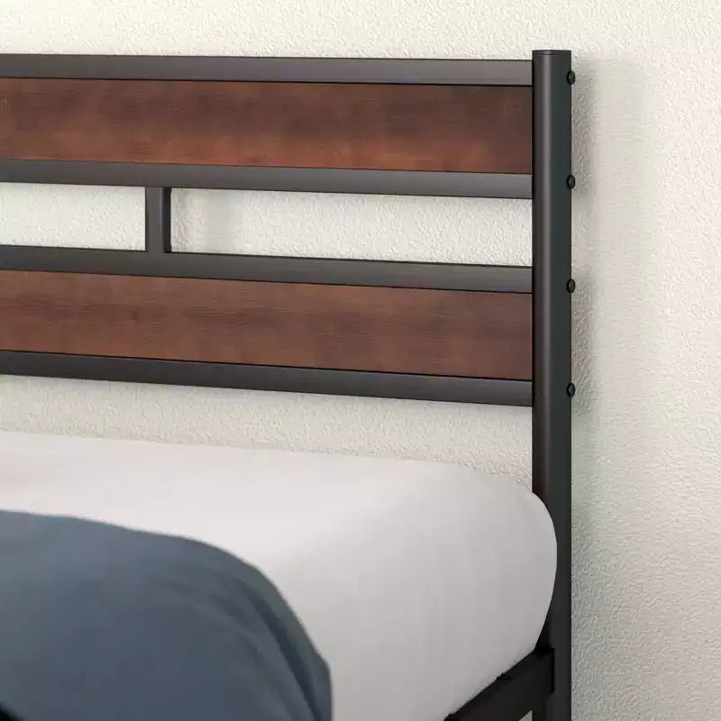 Struttura letto a piattaforma in bambù marrone e metallo – King, un posto letto