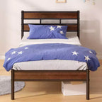 Brown Bamboo & Metal Platform Bed Frame – King, Single Sleeper