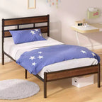 Brown Bamboo & Metal Platform Bed Frame – King, Single Sleeper