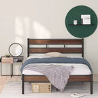Brown Bamboo & Metal Platform Bed Frame – King, Single Sleeper