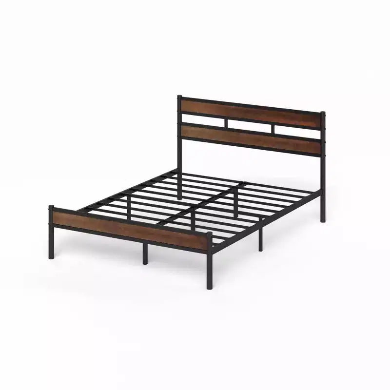 Struttura letto a piattaforma in bambù marrone e metallo – King, un posto letto